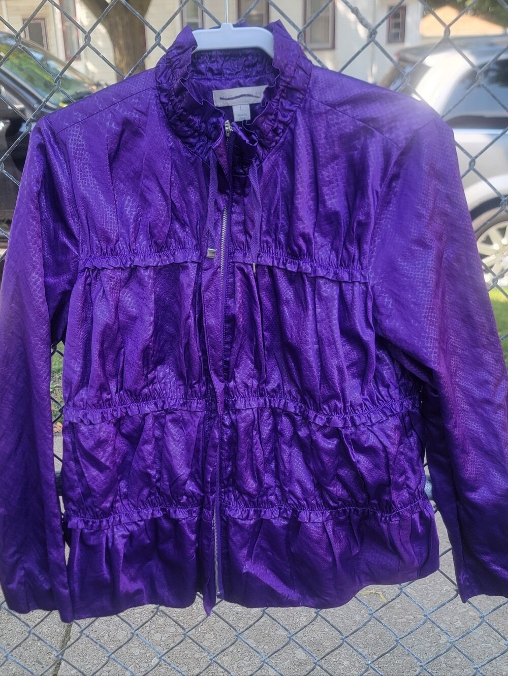 Laura Ashley Shiny Purple Gathered Waist Utility Jacket